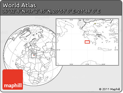 Blank Location Map of the Area around 36° 47' 25" N, 21° 19' 30" E
