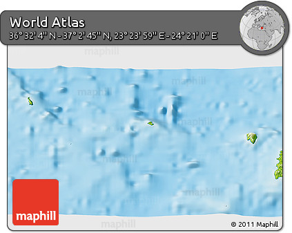 Physical 3D Map of the Area around 36° 47' 25" N, 23° 52' 30" E