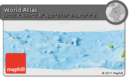 Physical Panoramic Map of the Area around 36° 47' 25" N, 23° 52' 30" E