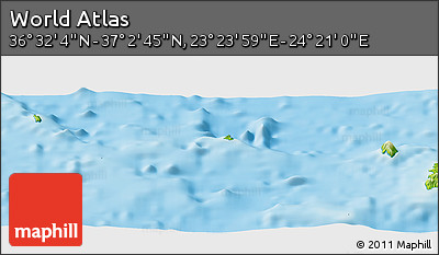 Physical Panoramic Map of the Area around 36° 47' 25" N, 23° 52' 30" E
