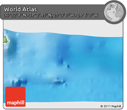 Physical 3D Map of the Area around 36° 47' 25" N, 24° 34' 30" W