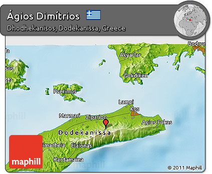 Physical 3D Map of Ágios Dimítrios