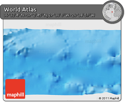 Physical 3D Map of the Area around 36° 47' 25" N, 27° 7' 30" W