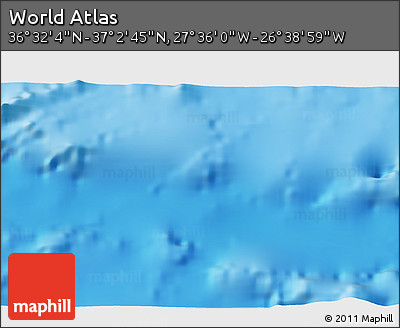 Physical 3D Map of the Area around 36° 47' 25" N, 27° 7' 30" W