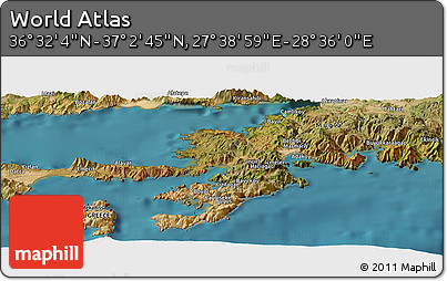 Satellite Panoramic Map of the Area around 36° 47' 25" N, 28° 7' 30" E
