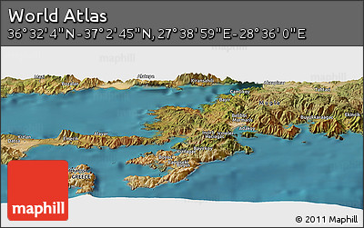 Satellite Panoramic Map of the Area around 36° 47' 25" N, 28° 7' 30" E