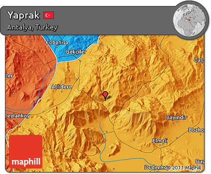 Political 3D Map of Yaprak
