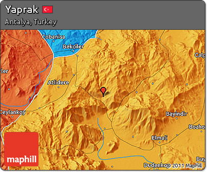 Political 3D Map of Yaprak