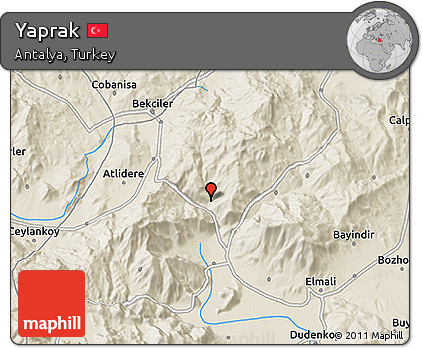 Shaded Relief 3D Map of Yaprak