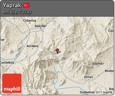 Shaded Relief 3D Map of Yaprak