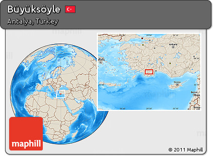 Shaded Relief Location Map of Büyüksöyle