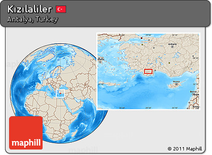 Shaded Relief Location Map of Kızılaliler