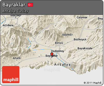 Shaded Relief Panoramic Map of Bayraklar