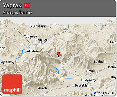 Shaded Relief Panoramic Map of Yaprak