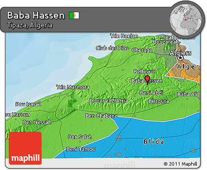 Political 3D Map of Baba Hassen