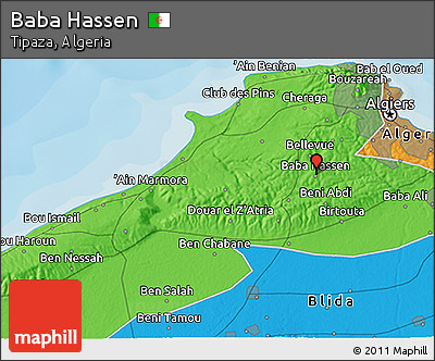 Political 3D Map of Baba Hassen
