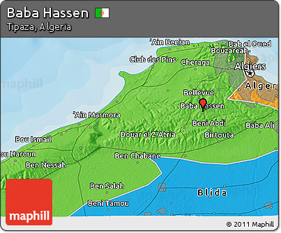 Political 3D Map of Baba Hassen