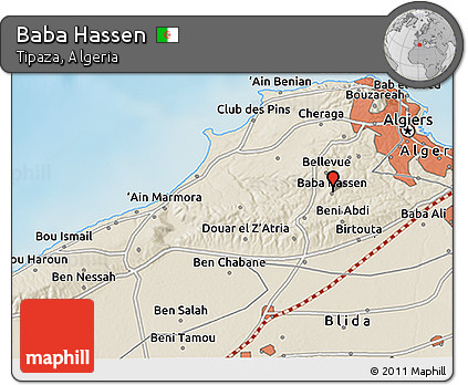 Shaded Relief 3D Map of Baba Hassen
