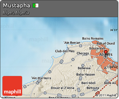 Shaded Relief Map of Mustapha