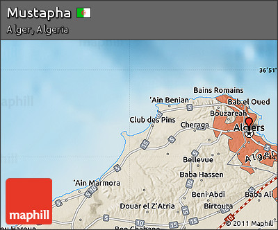 Shaded Relief Map of Mustapha