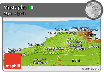 Physical Panoramic Map of Mustapha