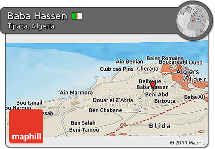 Shaded Relief Panoramic Map of Baba Hassen