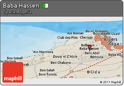 Shaded Relief Panoramic Map of Baba Hassen