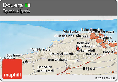 Shaded Relief Panoramic Map of Douera