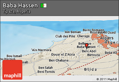 Shaded Relief Panoramic Map of Baba Hassen