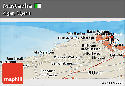 Shaded Relief Panoramic Map of Mustapha