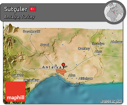 Satellite 3D Map of Sütçüler