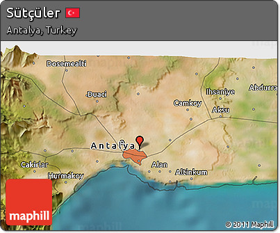 Satellite 3D Map of Sütçüler