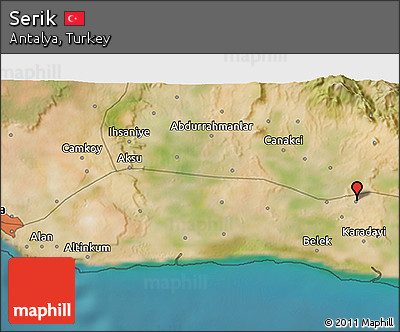 Satellite 3D Map of Serik