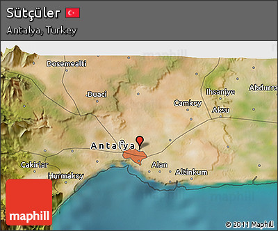 Satellite 3D Map of Sütçüler