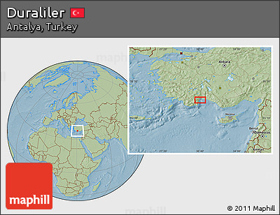 Savanna Style Location Map of Duraliler, hill shading