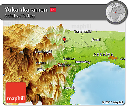 Physical Panoramic Map of Yukarıkaraman