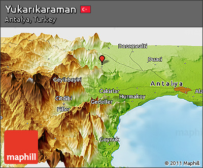 Physical Panoramic Map of Yukarıkaraman