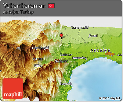 Physical Panoramic Map of Yukarıkaraman