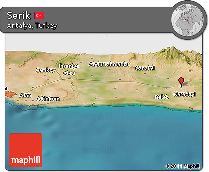 Satellite Panoramic Map of Serik