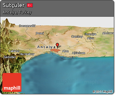 Satellite Panoramic Map of Sütçüler
