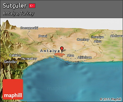 Satellite Panoramic Map of Sütçüler