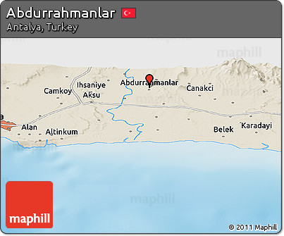 Shaded Relief Panoramic Map of Abdurrahmanlar