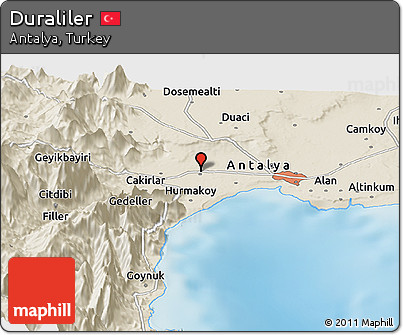Shaded Relief Panoramic Map of Duraliler