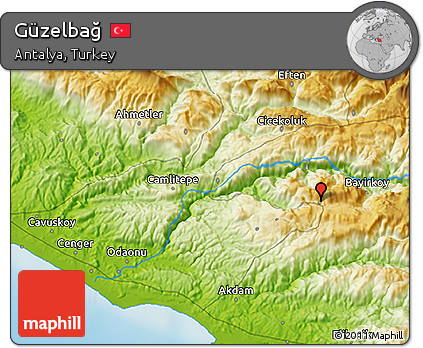 Physical 3D Map of Güzelbağ
