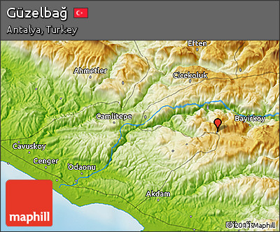 Physical 3D Map of Güzelbağ