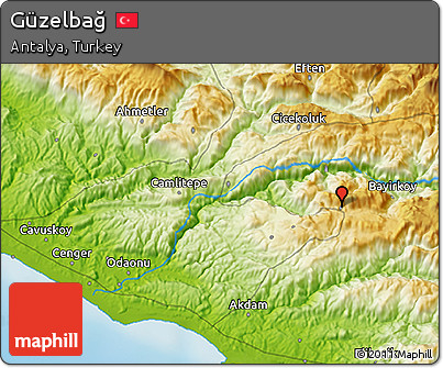 Physical 3D Map of Güzelbağ