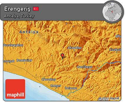 Political 3D Map of Erengeriş