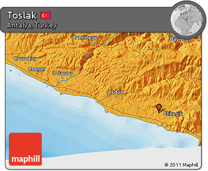 Political 3D Map of Toslak