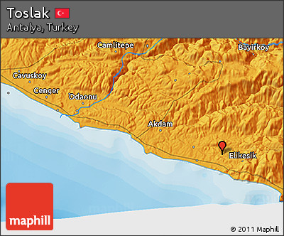 Political 3D Map of Toslak