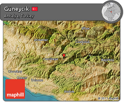 Satellite 3D Map of Güneycik